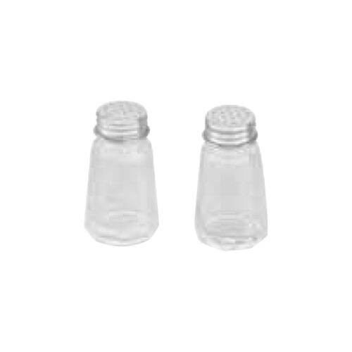 Salt & Pepper Shaker - Panelled - Stainless Steel Top / Glass Body