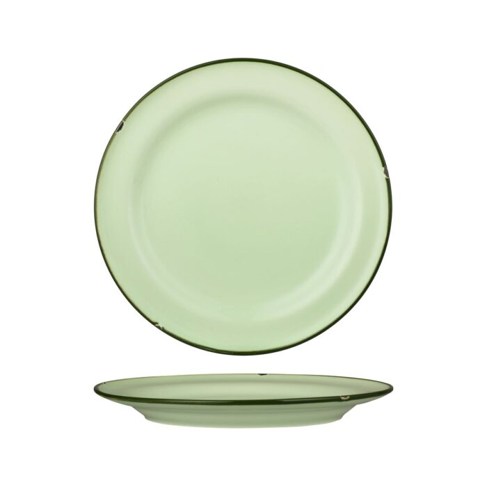 Luzerne TinTin Green / Green Round Plate - Wide Rim