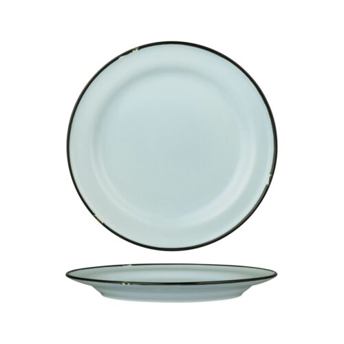 Luzerne TinTin Blue / Black Round Plate - Wide Rim