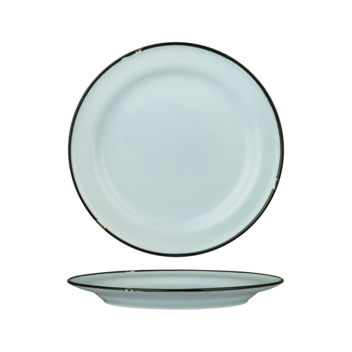 Luzerne TinTin Blue / Black Round Plate - Wide Rim