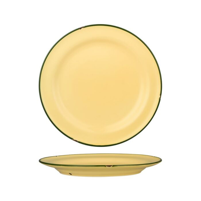 Luzerne TinTin Sand / Green Round Plate - Wide Rim