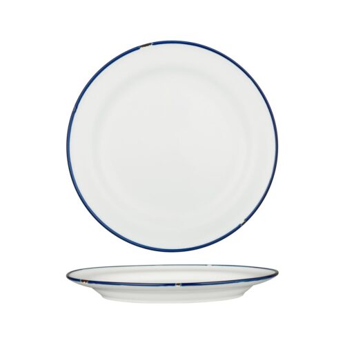 Luzerne TinTin White / Navy Round Plate - Wide Rim