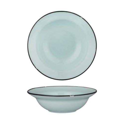 Luzerne TinTin Blue / Black Round Deep Plate / Bowl