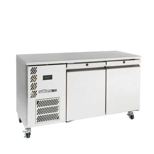 Two door stainless steel self contained under counter fridge - 350 litre