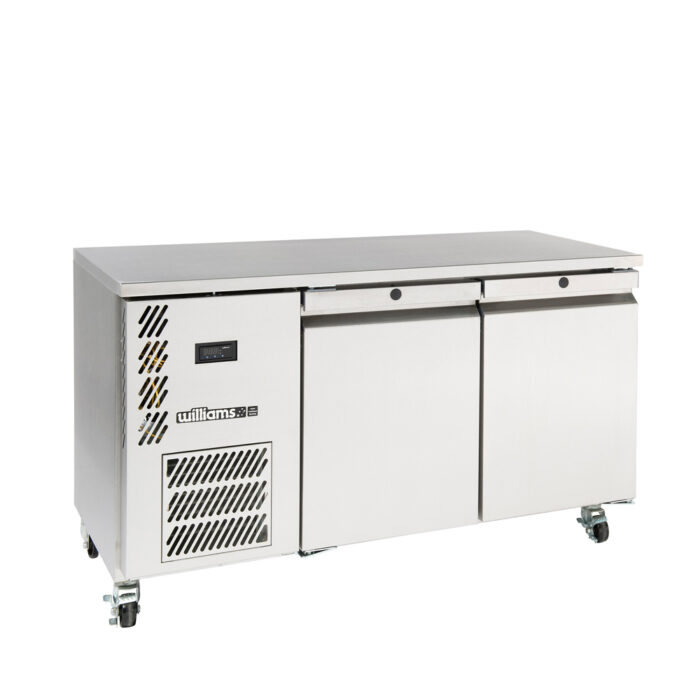 Two door stainless steel self contained under counter freezer - 350 litre