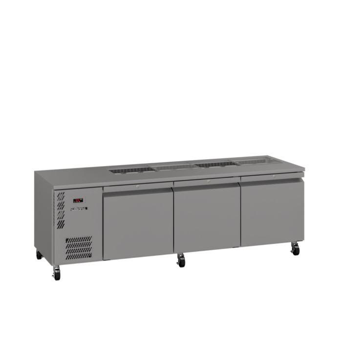Three Door Stainless Steel Under Counter Refrigerator With Blown Air Well - 900 litre