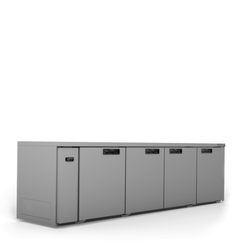 Four Door Black Colorbond Remote Back Bar Counter Solid Door Refrigerator - 760 litre