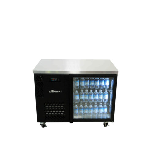 One Door Black Colorbond Under Counter Display Refrigerator - 180 litre