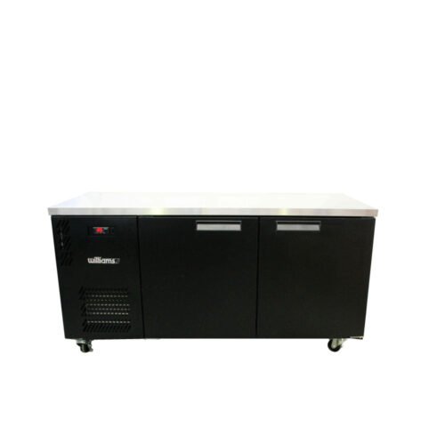 Two Door Black Colorbond Under Counter Solid Door Refrigerator - 360 litre