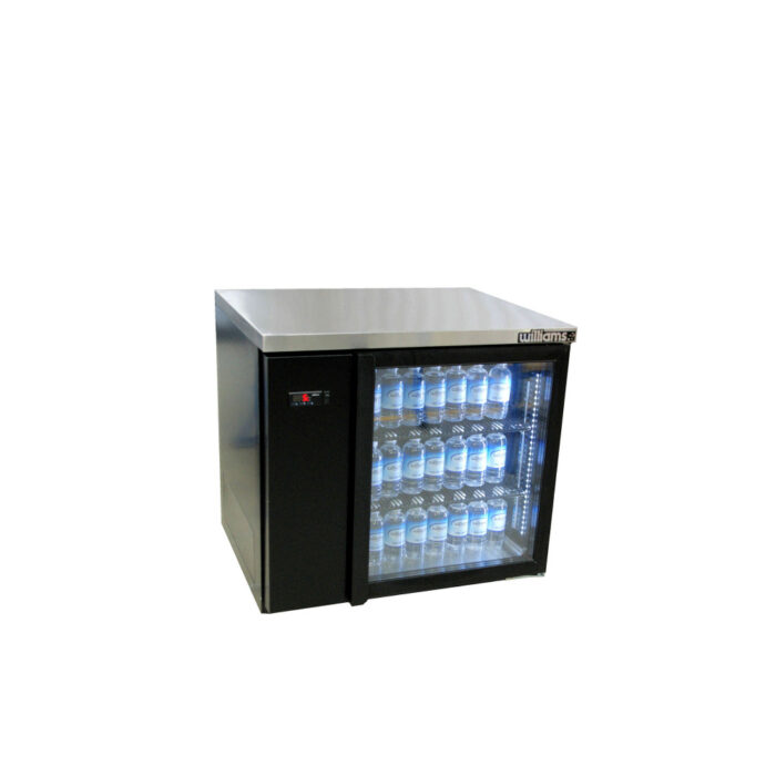 One Door Black Colorbond Remote Back Bar Counter Display Refrigerator - 180 litre