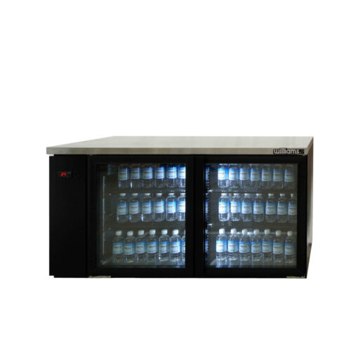 Two Door Black Colorbond Remote Back Bar Counter Display Refrigerator - 360 litre