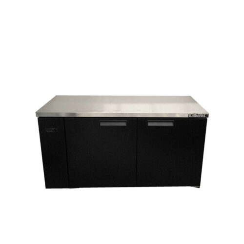 Two Door Black Colorbond Remote Back Bar Counter Solid Door Refrigerator - 360 litre