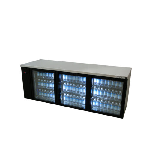 Three Door Black Colorbond Remote Back Bar Counter Display Refrigerator - 560 litre