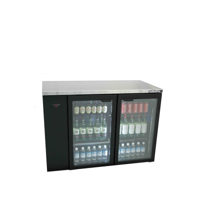 Two Door Black Colorbond Remote Back Bar Counter Display Refrigerator - 420 litre