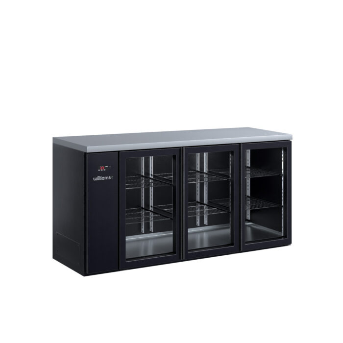 Three Door Black Colorbond Remote Back Bar Counter Display Refrigerator - 640 litre