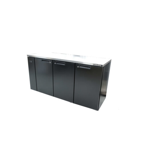 Three Door Black Colorbond Remote Back Bar Counter Solid Refrigerator - 640 litre