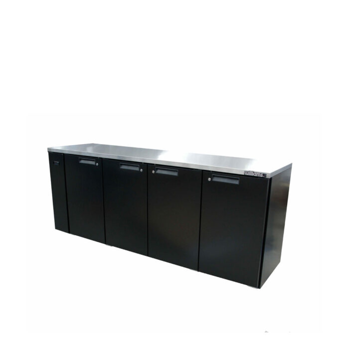 Four Door Black Colorbond Remote Back Bar Counter Solid Refrigerator- 870 litre