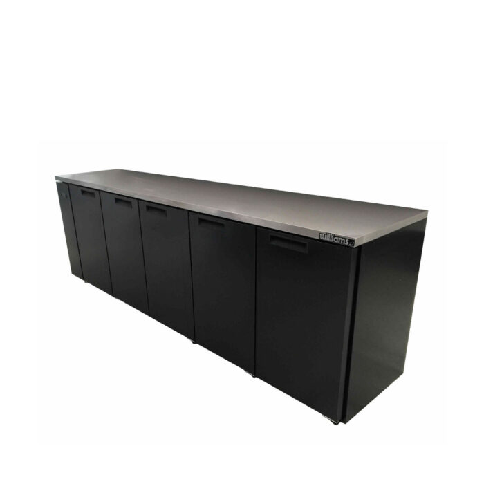 Five Door Black Colorbond Remote Back Bar Counter Solid Refrigerator - 870 litre