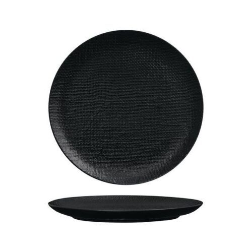 Luzerne Linen Black Round Flate Coupe Plate