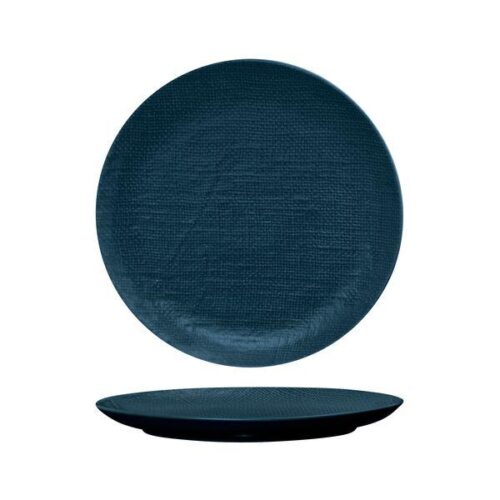 Luzerne Linen Navy Blue Round Flate Coupe Plate