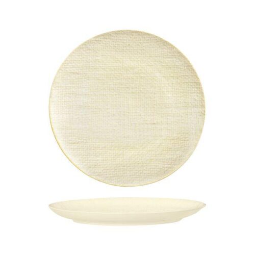 Luzerne Linen Reactive White Round Flate Coupe Plate