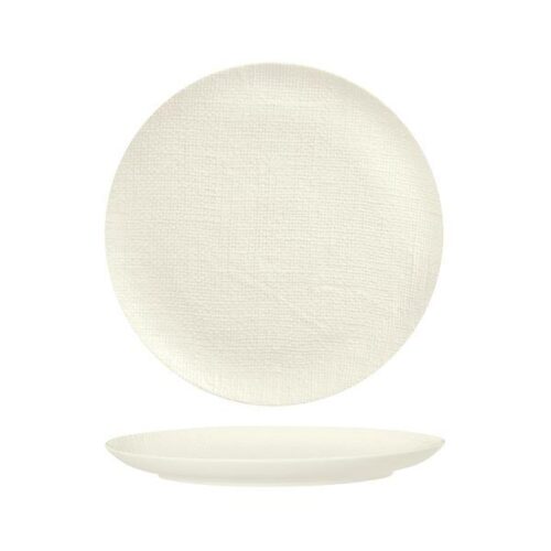 Luzerne Linen White Round Flate Coupe Plate