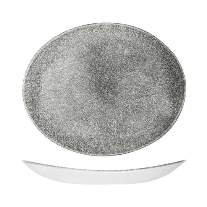 Quartz Black - Studio Prints Raku Oval Coupe Plate | Bars and More