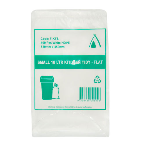 White HDPE Office & Kitchen Tidy Liners - Flat Pack