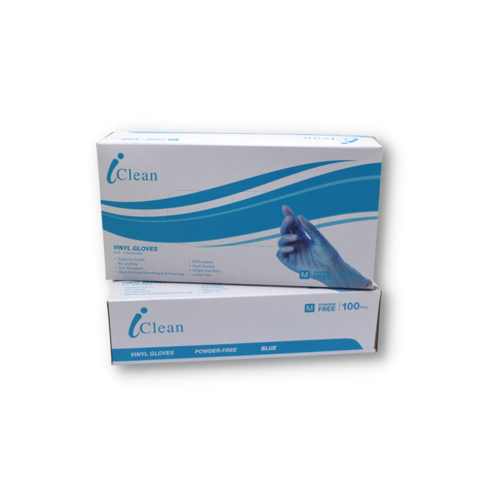 ICARE POWDER-FREE VINYL GLOVES BLUE 100PK